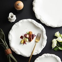 Assiette en céramique pour pâtes et steaks, assiette à dîner créative en céramique épaissie, vaisselle de couleur unie simple, plateau de service de forme irrégulière