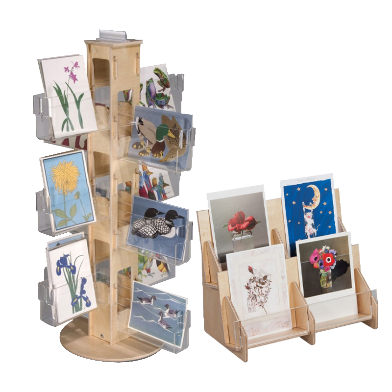 Apache Modern Light Duty Wooden Greeting Card Display Stand Customizable Double-Sided Floorstanding Customized Logos Supermarket — view 4