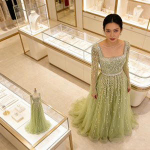 Agenda personnalisé 2026 avec impression <span class=keywords><strong>de</strong></span> logo, <span class=keywords><strong>robe</strong></span> <span class=keywords><strong>de</strong></span> soirée verte Dubaï, manches longues, col carré, <span class=keywords><strong>robe</strong></span> <span class=keywords><strong>de</strong></span> mariée pour femmes arabes, <span class=keywords><strong>robe</strong></span> <span class=keywords><strong>de</strong></span> soirée - Product Image 5