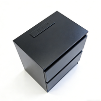 Table de chevet moderne noire à 2 tiroirs avec port de charge USB pour chambre à coucher, salon, meubles de chambre, table de chevet en bois avec tiroir