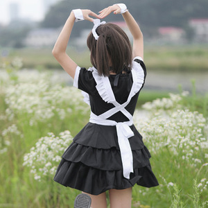 Zixiao Maid Costume Black Polyester Dress Adult Women Stage Performance Cosplay Outfit Cake Skirt Style - Product Image 2
