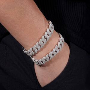 Bracelet à maillons de luxe en moissanite, chaîne de bijoux tendance hip-hop en argent sterling 925, accessoire unisexe - Product Image 2