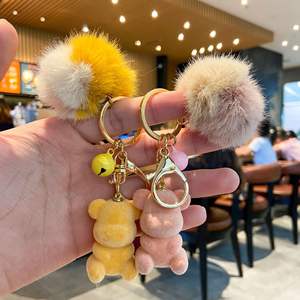 <span class=keywords><strong>Porte</strong></span>-clés <span class=keywords><strong>pompon</strong></span> en fourrure de lapin, 30 pièces, faux bibelot, accessoire pour sac, breloques pour sacs, dessin animé, 2022 - Product Image 4