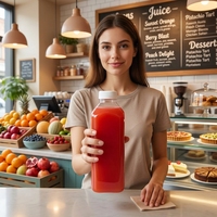 Bouteilles en plastique PET transparentes de haute qualité de 32 oz (1 L) pour la préparation de jus, de lait, de vinaigrettes, de smoothies et autres boissons