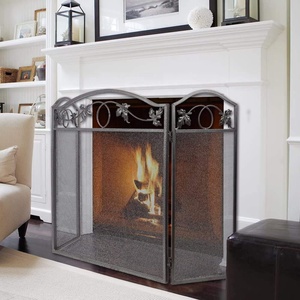 59X29in interior 3 Panel de Metal chispas chimenea paneles chimenea pantalla con cubierta de malla de fuego lugar <span class=keywords><strong>cerca</strong></span>. - Product Image 5