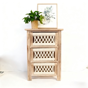 ชั้นวางของไม้สานมือพร้อมลิ้นชักสำหรับตกแต่งบ้านสไตล์โบโฮสแกนดิเนเวียนในห้องนั่งเล่นหรือห้องนอน - Product Image 4