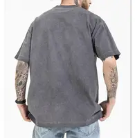 Yıkanmış gri tişörtleri özel logo büyük boy moda kısa kollu rock t shirt erkekler için