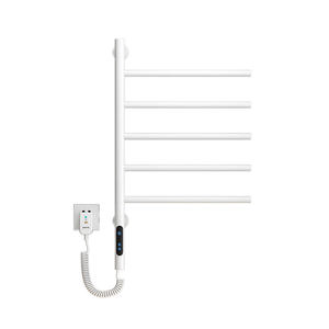 Nouveau design, porte-serviettes mural rotatif chauffant, séchoir de salle de bain en acier inoxydable gris, électrique, 5 barres - Product Image 5