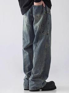 <span class=keywords><strong>Jeans</strong></span> micro-évasés pour hommes, style rétro américain, tendance, décontracté, lavé, coupe droite, pantalon de mode, 2025 - Product Image 3
