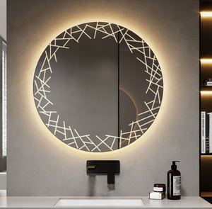 Miroir intelligent de salle de bain BTO moderne rond à LED mural avec écran tactile anti-buée - Product Image 2