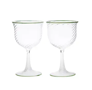 Customized Antique Decorative Heat Resistant Cocktail Glasses Colored Champagne Coupe Stemware