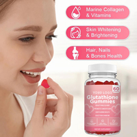 Gummies de glutathion à marque privée, supplément alimentaire au collagène pour le soin de la peau, antioxydant, blanchissant, 60 unités, saveur personnalisée