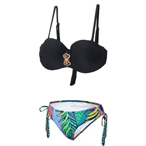 Black Print Brazilian Women String Bikini Set Swimsuits Ladies Swimwear 2024 New Design Hot Sexy Beach Wholesale OEM Custom