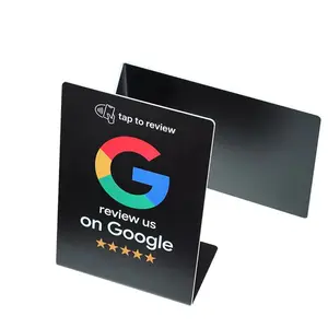 Özelleştirilmiş Qr kodu Google İnceleme akrilik Nfc google yorum Uv 13.56mhz menü standı taramak için Touchless Nfc ekran standı