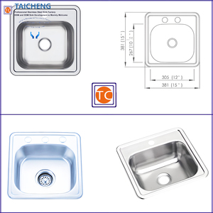 Fregadero de barra de lavado de manos portátil de forma cuadrada de 15 por 15 pulgadas - Product Image 5
