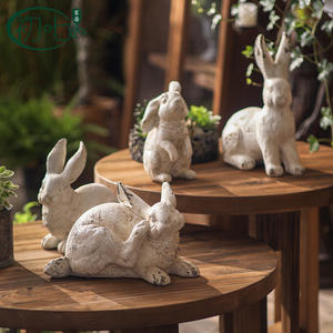 Vintage Rabbit Decorative <b>Ornaments</b> 4Pcs Resin Rustic Style For Living Room <b>Easter</b> Decoration - Product Image 2