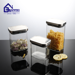 Contenants de stockage en verre rectangulaires avec couvercle en acier inoxydable 950 ml, bocaux de stockage en verre borosilicate hauts avec couvercles pour aliments - Product Image 1