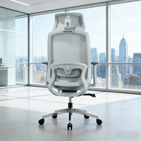 Chaise de bureau ergonomique à dossier haut en maille avec soutien lombaire et roulettes en PU pour de longues heures de travail