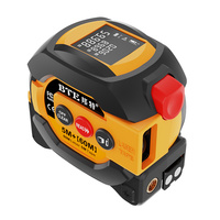 Mètre à ruban laser numérique électrique 3-en-1 BTE Premium, construction en caoutchouc noir souple avec écran LCD, commutateur métrique/imperial