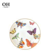 Nouvelle vaisselle en porcelaine de luxe de style occidental avec motif papillon, assiette de service, assiette de présentation, écologique, 4 pièces, mariage