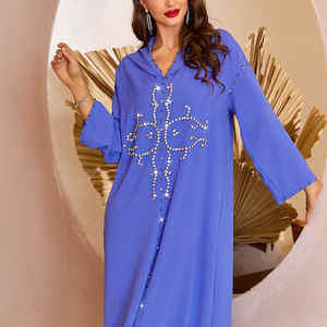 Dubai Abaya d'été <span class=keywords><strong>pour</strong></span> femmes Design simple robe musulmane à carreaux <span class=keywords><strong>pour</strong></span> dames et filles avec taille naturelle à la mode - Product Image 1