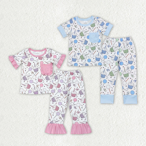 Kids Toddler Girls Boy <b>Birthday</b> <b>Pajamas</b> Cupcake Print Short Sleeve Top and Pants 2 Piece Sleepwear Sets - Product Image 1