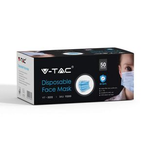 Mascarilla desechable V-Tac de 3 capas de tela no tejida con elásticos para las orejas para uso diario - Product Image 1