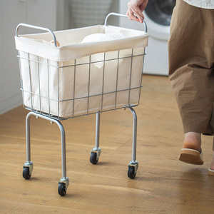 Carrito Organizador de Malla Metálica con Ruedas de Gran Capacidad (48L), Cesto para Ropa Sucia, Almacenamiento para Baño y Sala de Estar - Product Image 2