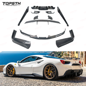 Kit de Carrocería de Fibra de Carbono Runde para Ferrari <span class=keywords><strong>488</strong></span> GTB Estilo <span class=keywords><strong>Novitec</strong></span> con Lip Delantero Difusor Trasero Faldones Laterales y Alerón Trasero - Product Image 1