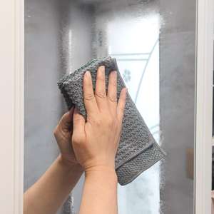 Serviette de nettoyage en microfibre de luxe jacquard grise, épaisse, 40x40 cm, réutilisable, anti-peluches, pour utilisation en salle blanche - Product Image 1