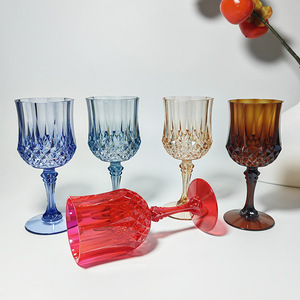 <b>Crystal</b> Clear Retro Glassware Grand Event Party Supplies Blue Vintage Plastic <b>Drinking</b> Wine Goblet Glasses for Wedding Reception - Product Image 1
