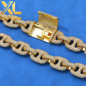 Hot Selling Fashion Jewelry 12mm <b>Iced</b> <b>Out</b> Zircon Chunky Gold Plated Baguette Cuban Link <b>Chain</b> Necklace - Product Image 4