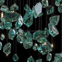 Lustre en cristal irrégulier d'art moderne personnalisé, luminaire suspendu en acier inoxydable de haute qualité pour villa, hôtel, hall d'entrée, escalier
