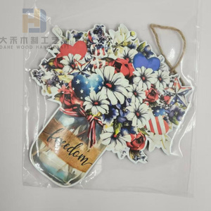 4th <strong>of</strong> July Wooden Welcome Sign Patriotic <strong>Memorial</strong> Day Wood Door Sign <strong>Plaques</strong> for Independence Day Home Wall Decorations - Product Image 4