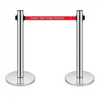 Barrière de file d'attente rétractable en acier inoxydable Guangbao avec poteau, ceinture d'isolation de sécurité double couche et ligne de signalisation – Fabriqué en Chine