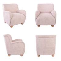 Fauteuil confortable en sherpa CARLFORD avec pieds en bois, fauteuil d'appoint rembourré pour salon et chambre à coucher