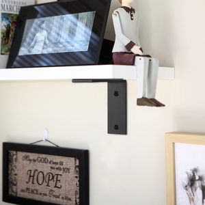 90-độ kim loại màu đen kệ gắn góc khung 5x4x1.5 inch linh hoạt cho đồ nội thất bằng gỗ và phòng tắm để lưu trữ thực phẩm - Product Image 5