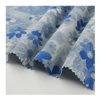 Tela de Mezclilla Tricot Estampada de Poliéster/Algodón, Diseño de Dibujos Animados, Sin Elasticidad, Transpirable, Color Azul Índigo, Peso Medio, para Niñas y Bebés