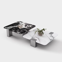 Nouvelle Table Basse Carrée en Marbre Noir Bulgare 2026 – Design Moderne pour Salon, Combinaison Haute-Basse