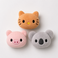 Appliques en peluche 3D personnalisées en forme de visage d'animal, ornements en peluche de dessins animés, embellissements à coudre pour chaussures et chapeaux