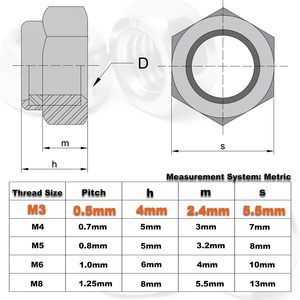 M3 locknuts tự-khóa Nylon chèn 304 thép không gỉ tự khóa 5.5 mét Hex Nut trình điều khiển <span class=keywords><strong>Tiny</strong></span> NUT - Product Image 3