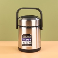 Boîte à lunch empilable à trois niveaux en acier inoxydable 304 sans BPA, isolée sous vide, de qualité alimentaire, avec poignée, portable, pour le stockage thermique des aliments