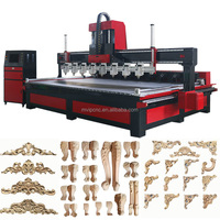 1325 4 axes 3D multi-têtes CNC Machine de gravure sur bois Nouveau routeur à bois CNC 1325 avec axe rotatif à broche unique