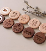 Décapsuleur en bambou écologique personnalisé, aimants de réfrigérateur en acier inoxydable, sous-verre en bois, design moderne, logo gravé au laser, magnétique pour bière