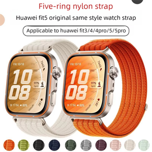 Correa Deportiva de Nylon de Cinco Anillos Premium para HUAWEI Fit <span class=keywords><strong>5</strong></span> / Fit <span class=keywords><strong>5</strong></span> Pro / Fit 4, Ligera y Transpirable - Product Image 1