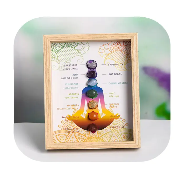 Prezzo all'ingrosso naturale fai da te pietre curative yoga 7 chakra di cristallo grezzo cornice per fengshui decorazioni di energia curativa