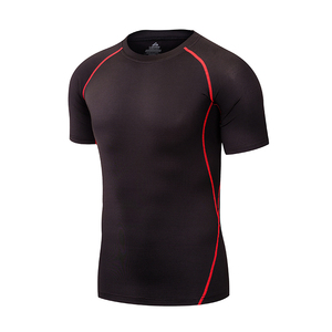 100% Polyester Color Blocking Shirts <b>Men</b> Training Tee Quick Drying <b>Stretch</b> Fabric Gym Athletic Casual Shirts with Round Neck - Product Image 3