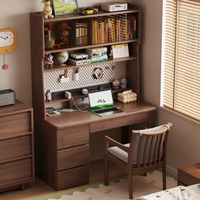Bureau d'étude en bois de caoutchouc et métal, design moderne carré, panneau perforé, rangement flexible, ludique, pour la maison et le bureau