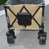 Chariot de camping électrique OEM personnalisé PAOBA, chariot tout-terrain pliable en quatre parties, charge dynamique de 60 kg et freinage automatique pour utilisation en jardin et en pique-nique