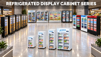 Réfrigérateur commercial en acier inoxydable avec porte vitrée, 3 portes, refroidissement par air, sans givre, vitrine à boissons LED pour restaurant